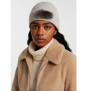 NWT BRUNELLO CUCINELLI WOOL BEANIE FUR TRIM